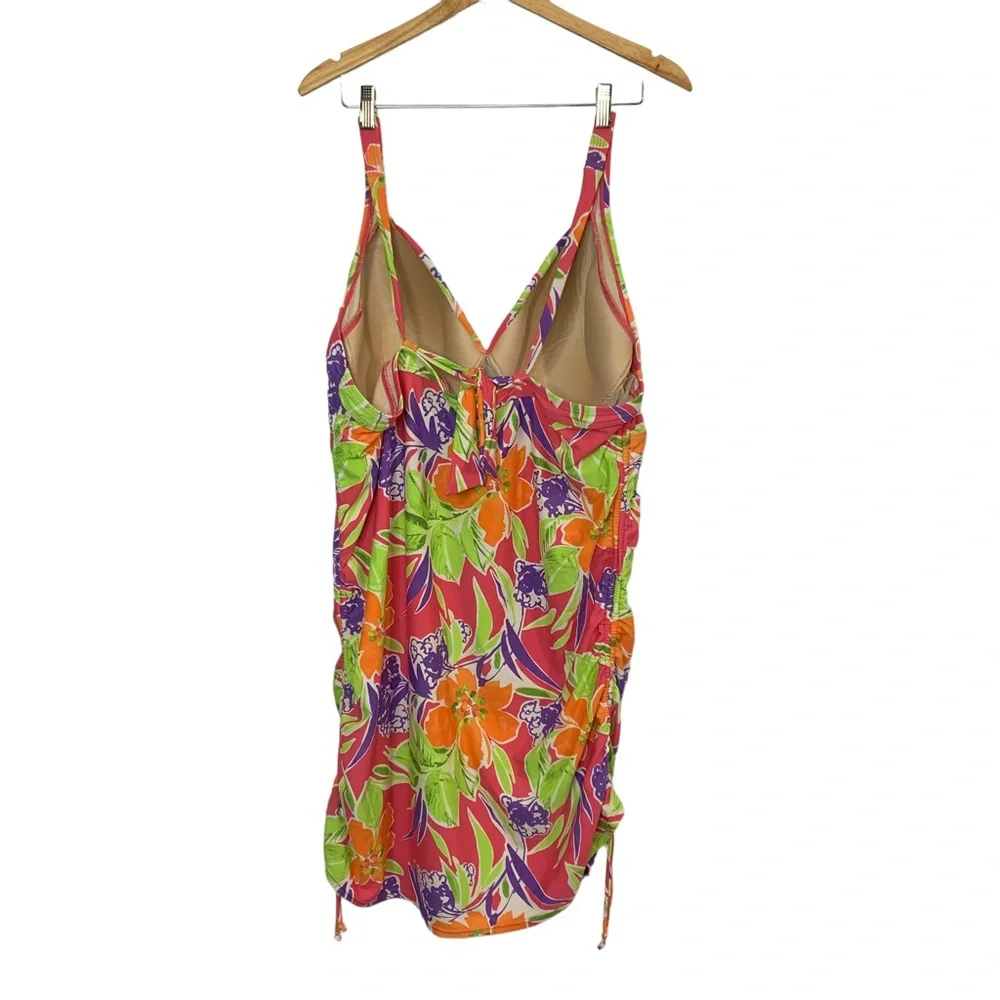 LANE BRYANT Neon Floral Swim Dress Sz 28